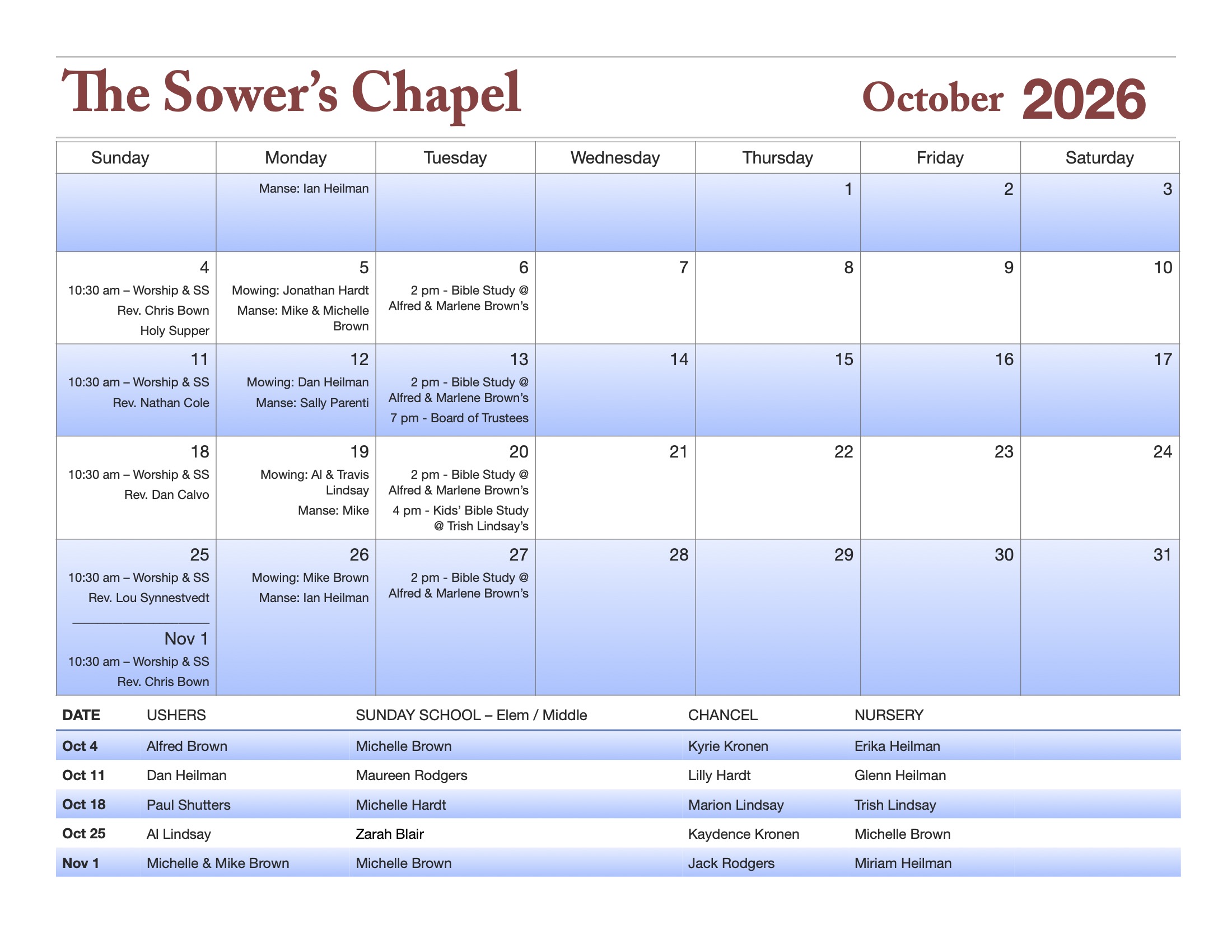 Calendar 2610